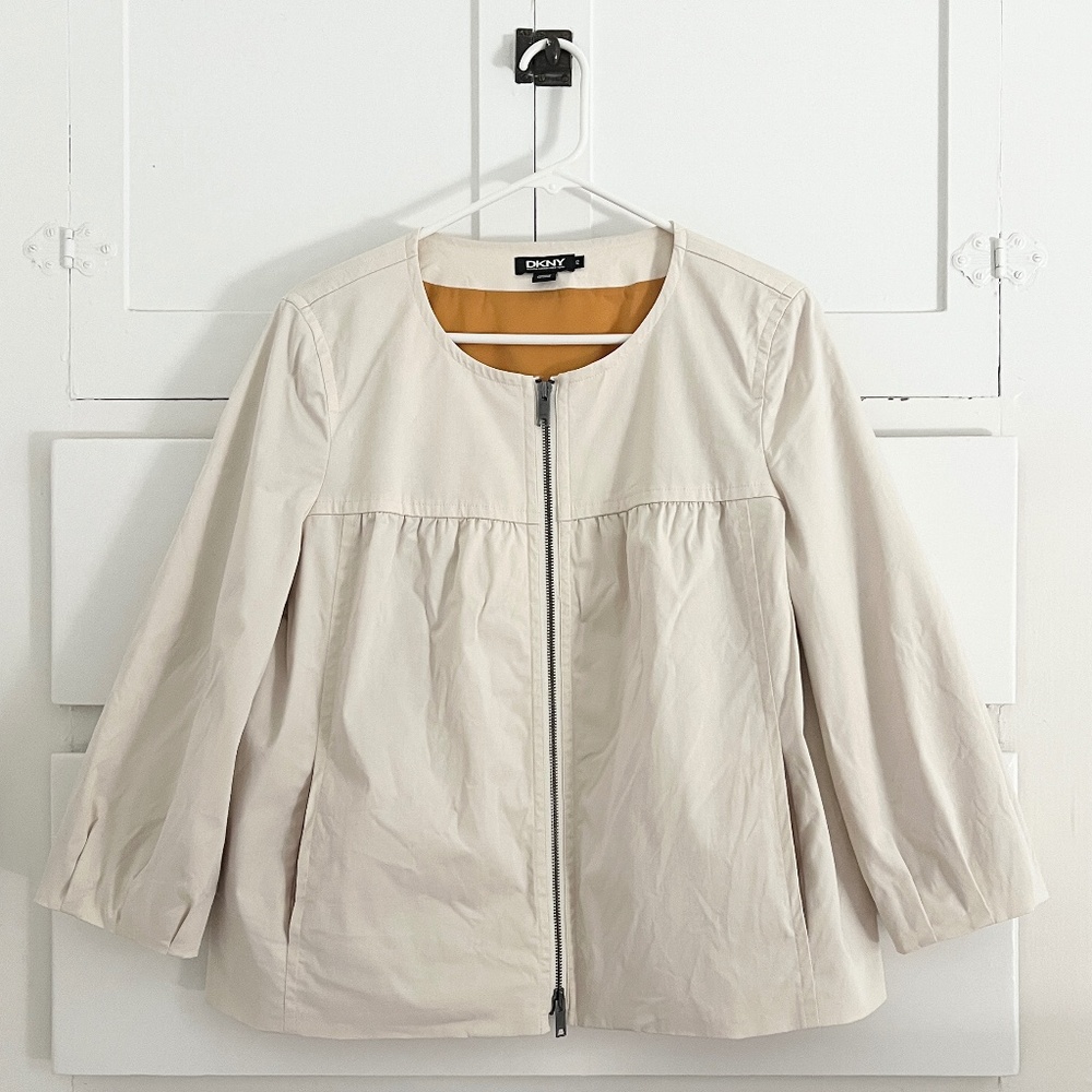 DKNY Y2K Ivory Zip Front Jacket Size 12